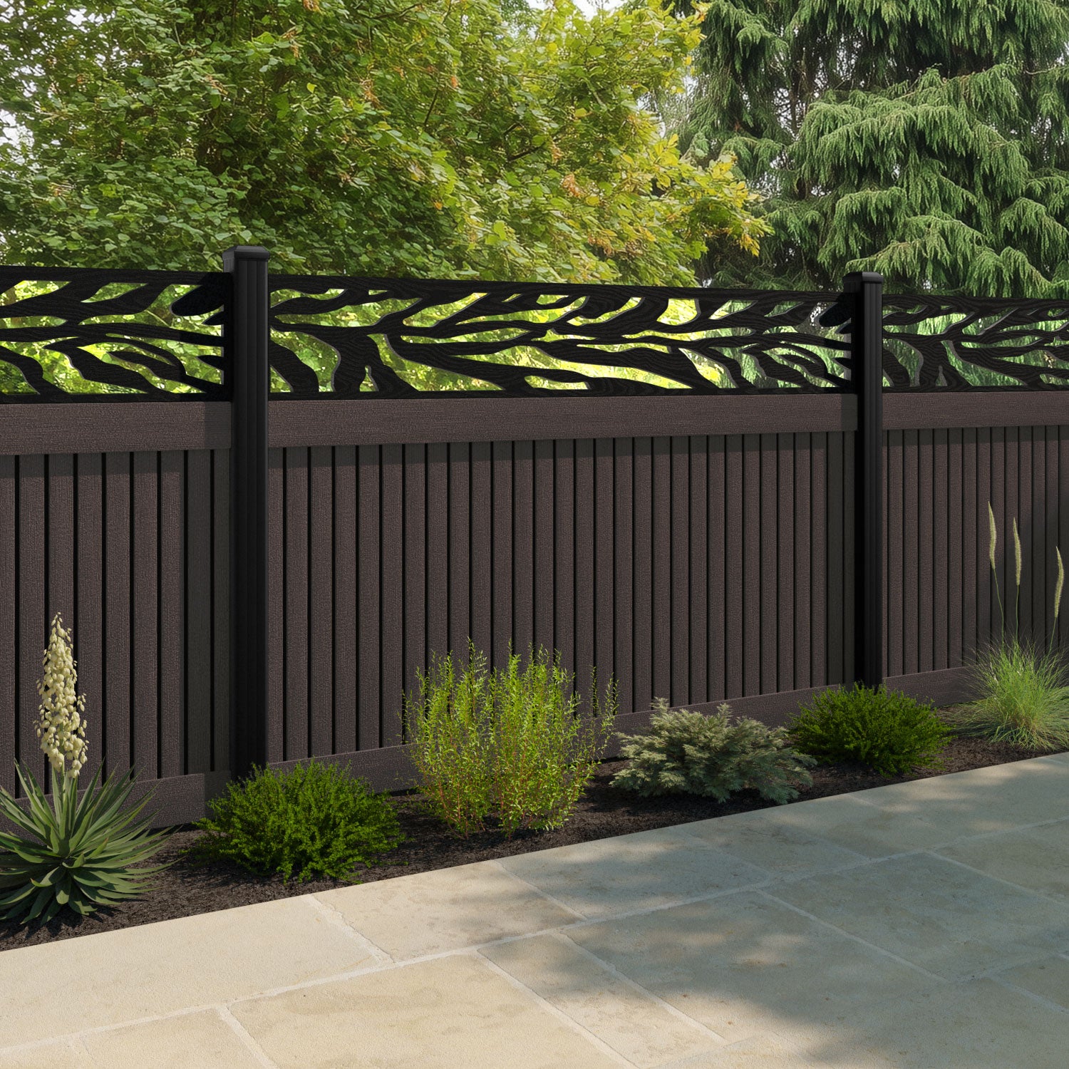 Virtis Malawi Fence Panel - Mid Brown - with our composite posts