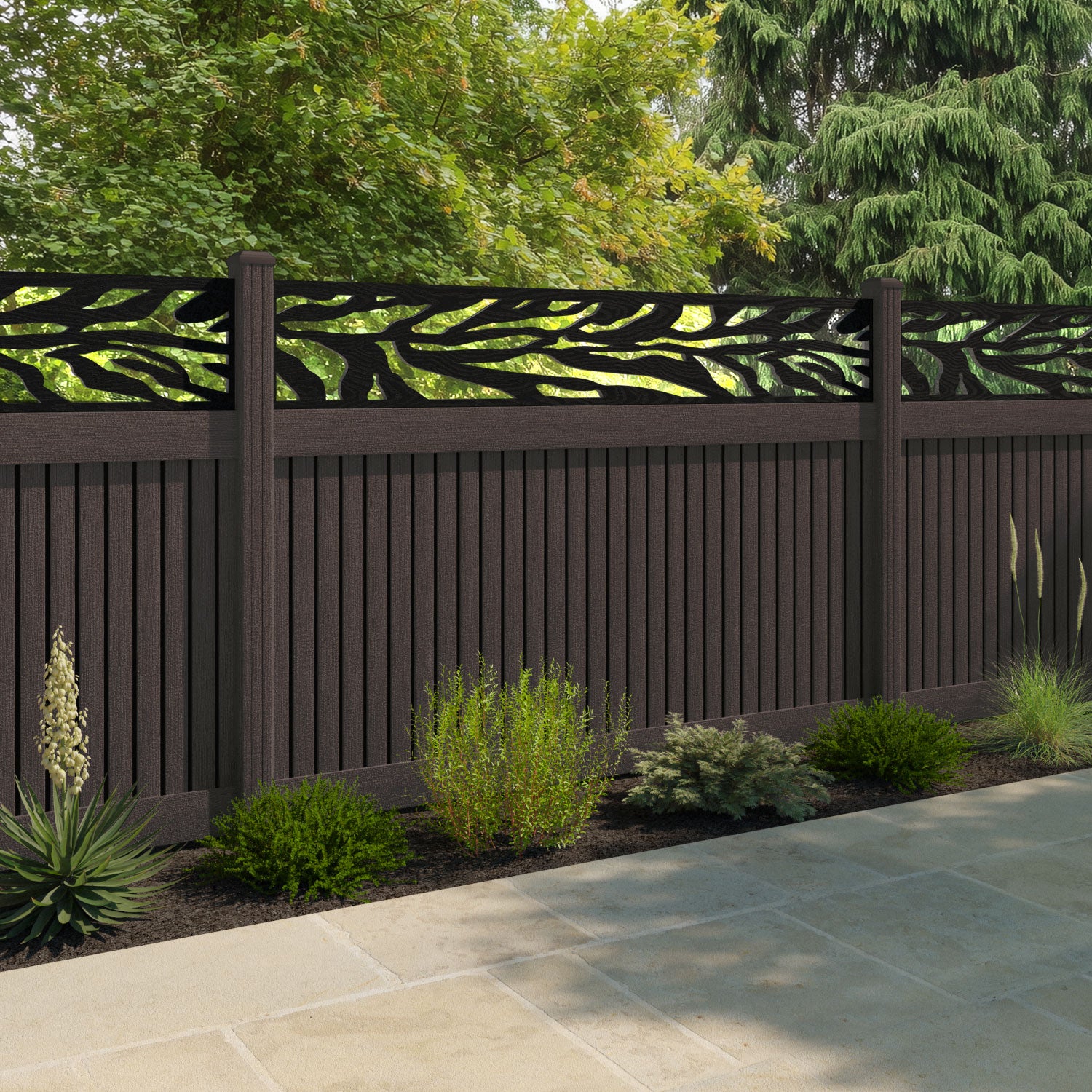 Virtis Malawi Fence Panel - Mid Brown - with our composite posts