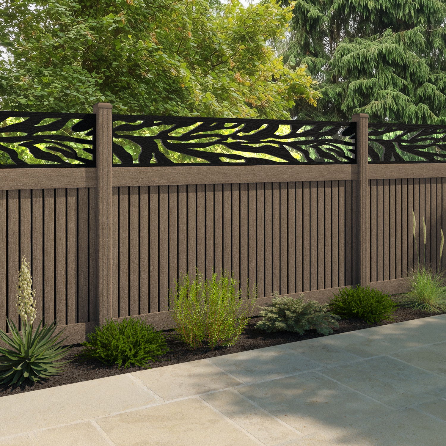 Virtis Malawi Fence Panel - Teak - with our composite posts