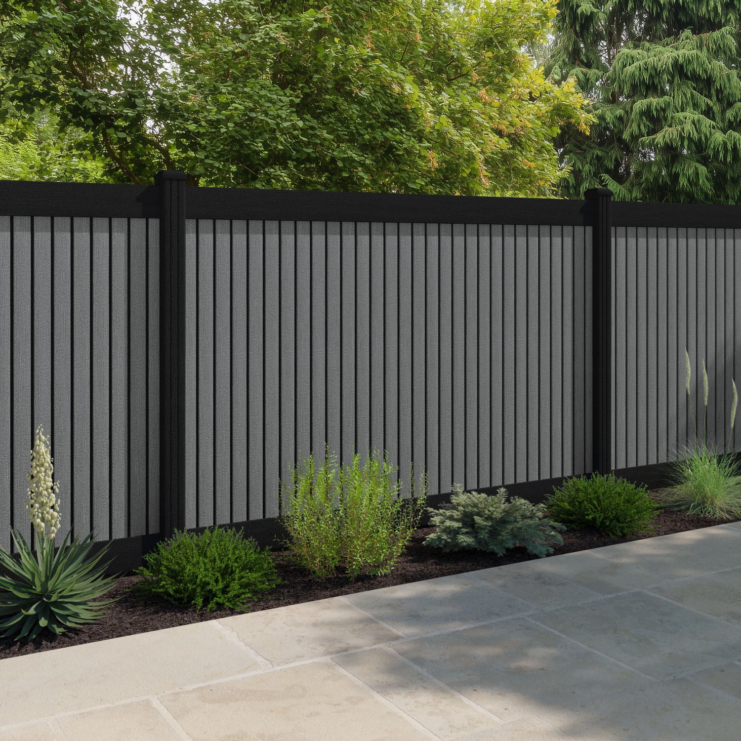 Virtis Fence Panel - Mid Grey - with our composite posts
