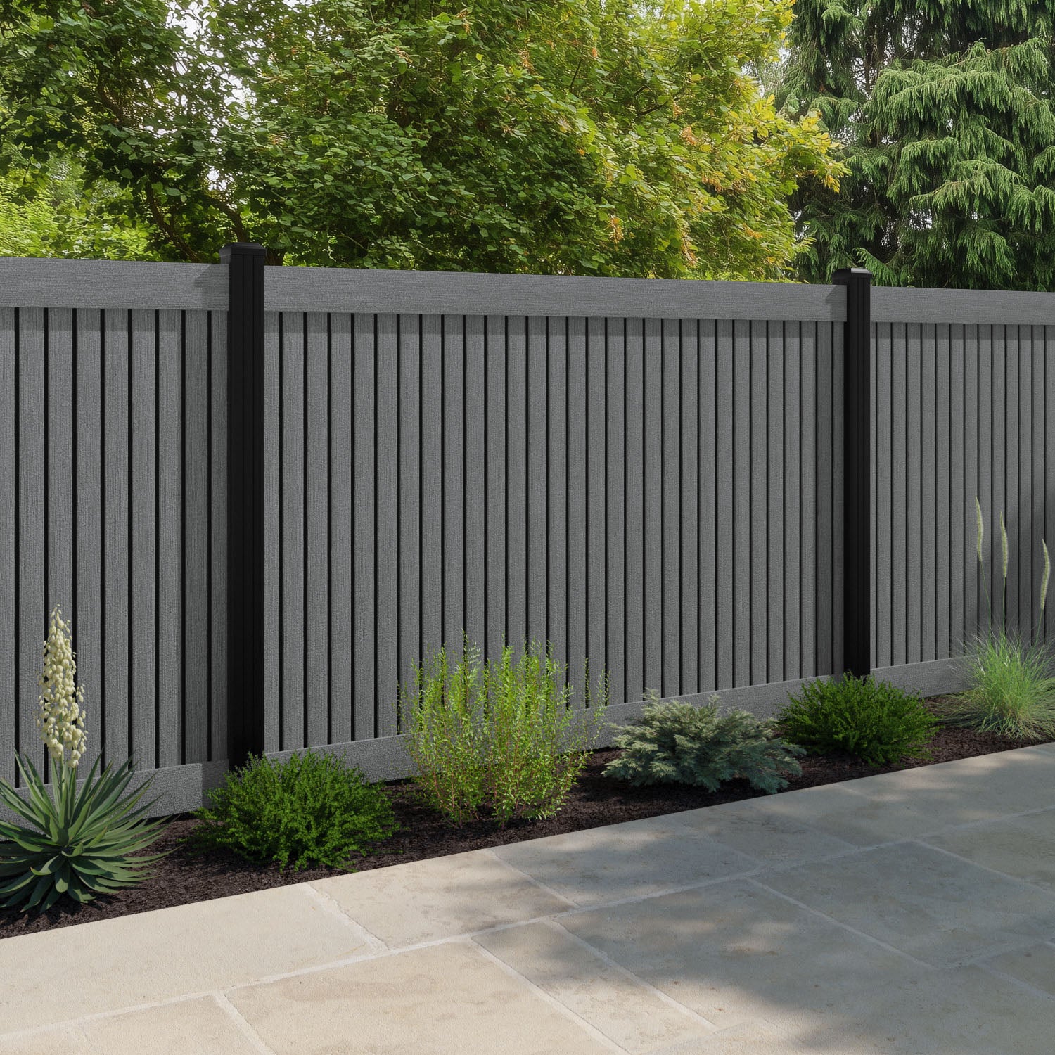 Virtis Fence Panel - Mid Grey - with our composite posts