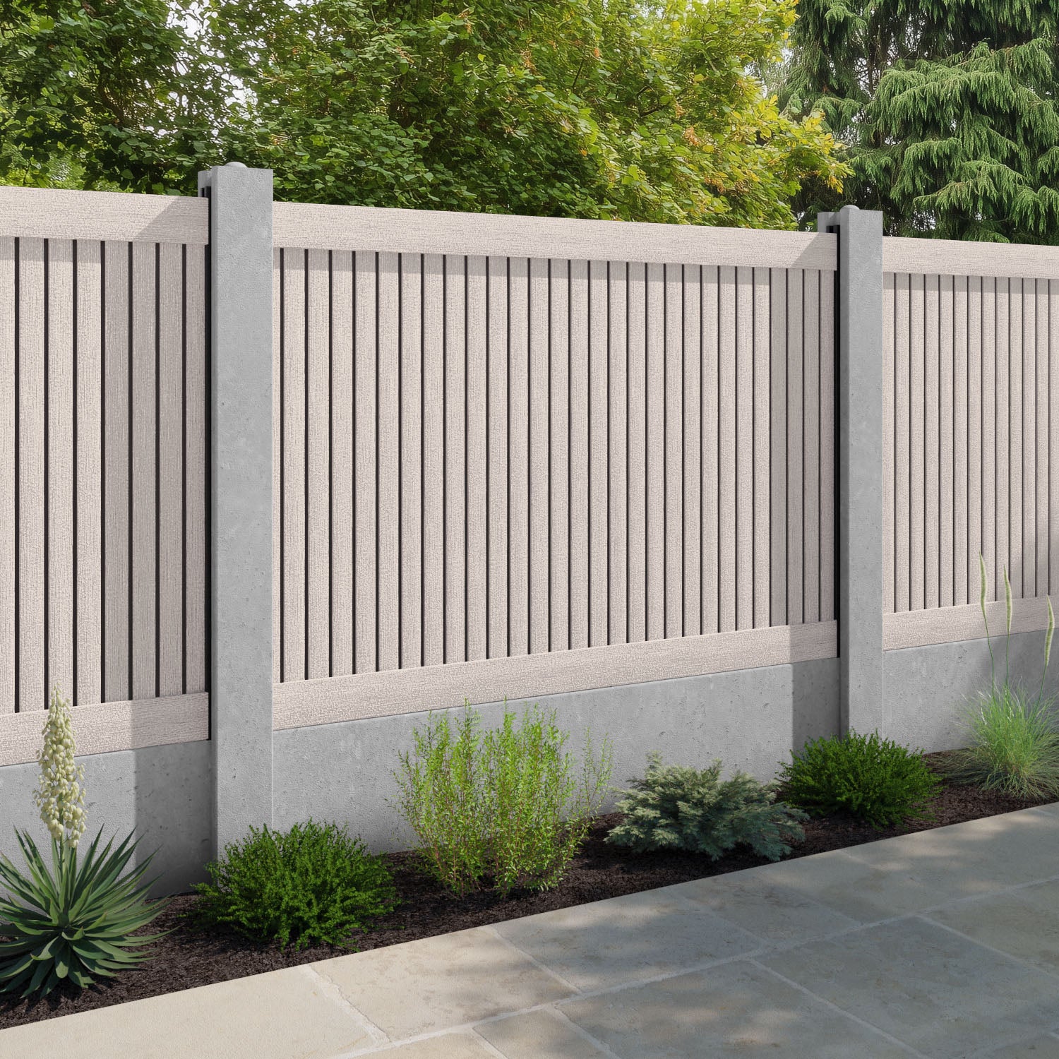 Virtis Fence Panel - Mid Stone - for existing concrete posts