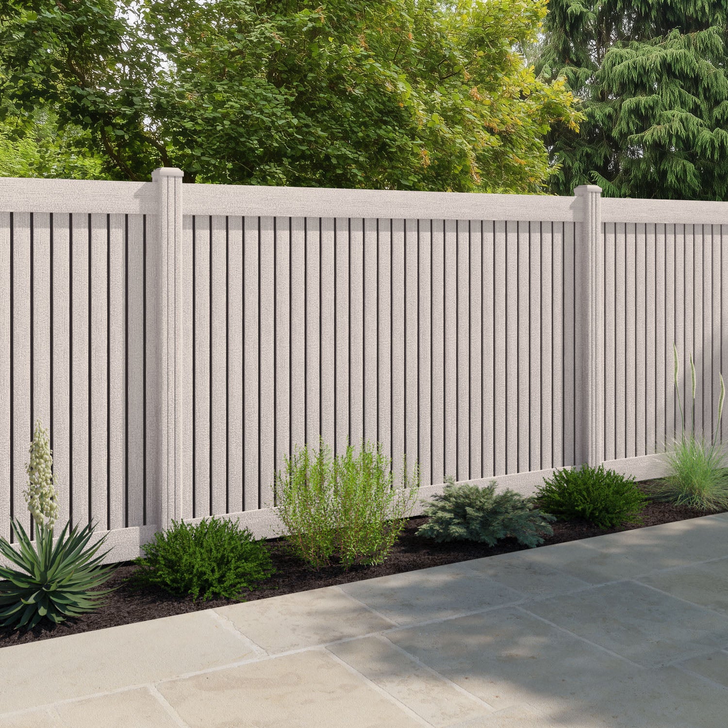 Virtis Fence Panel - Mid Stone - with our composite posts