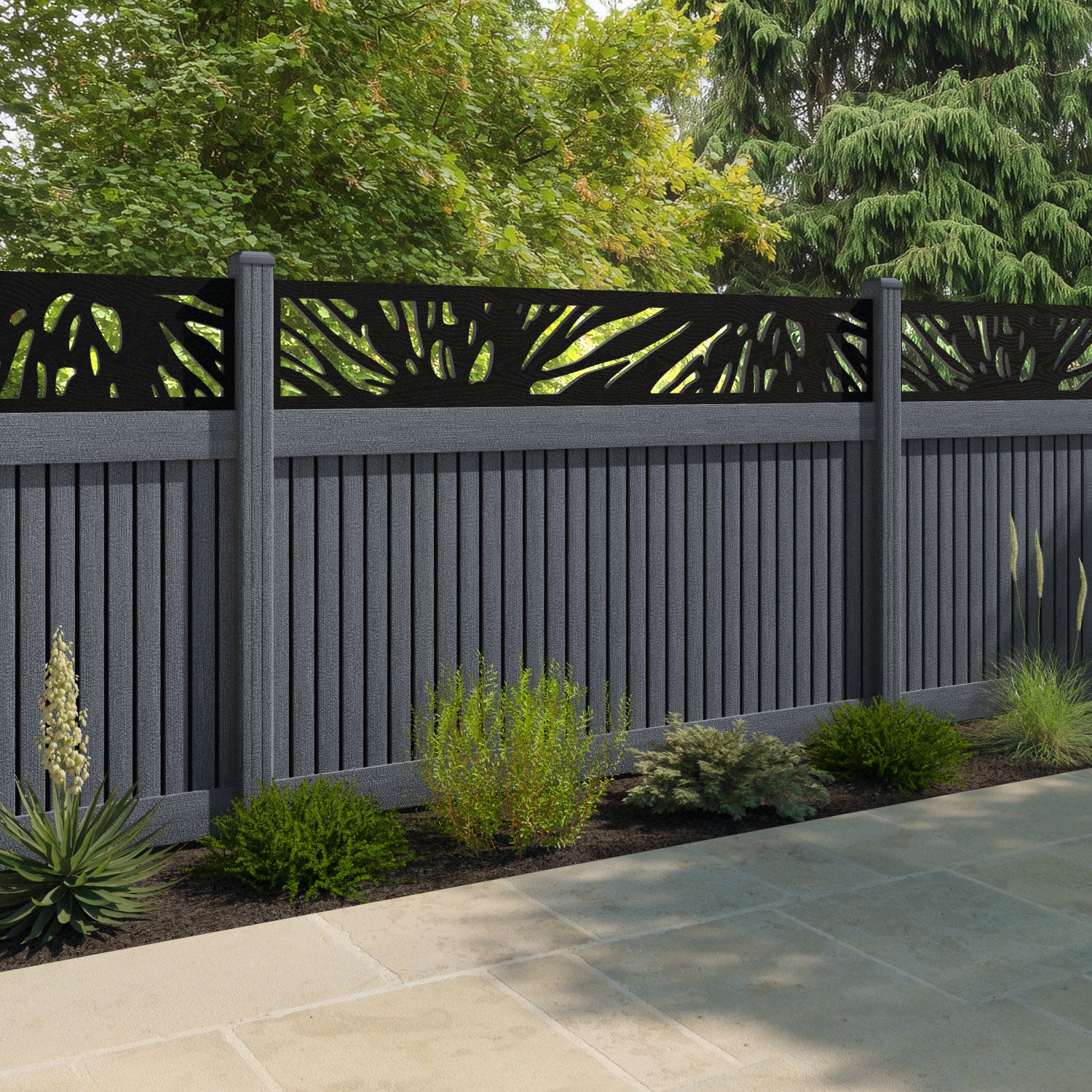 Virtis Poppy Fence Panel - Anthracite - with our composite posts