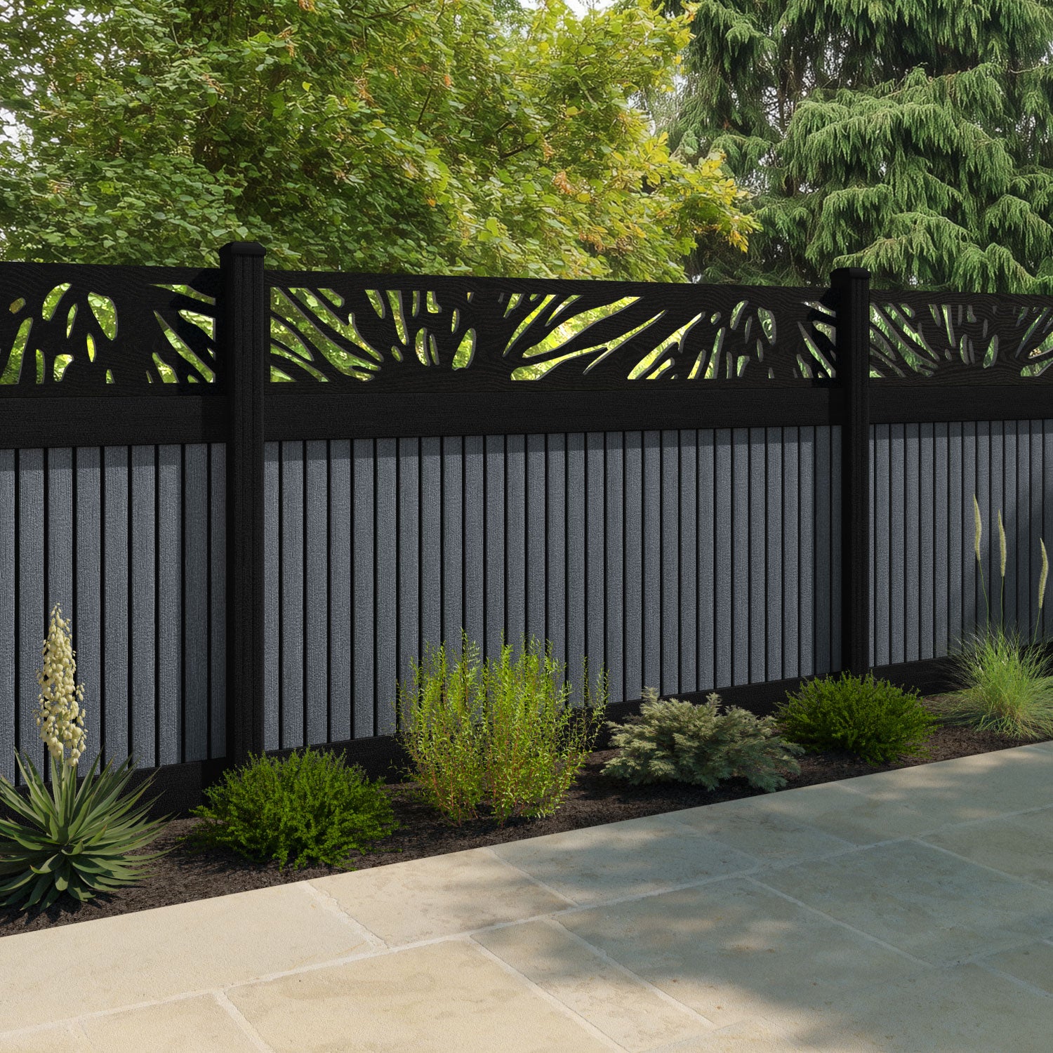 Virtis Poppy Fence Panel - Anthracite - with our composite posts