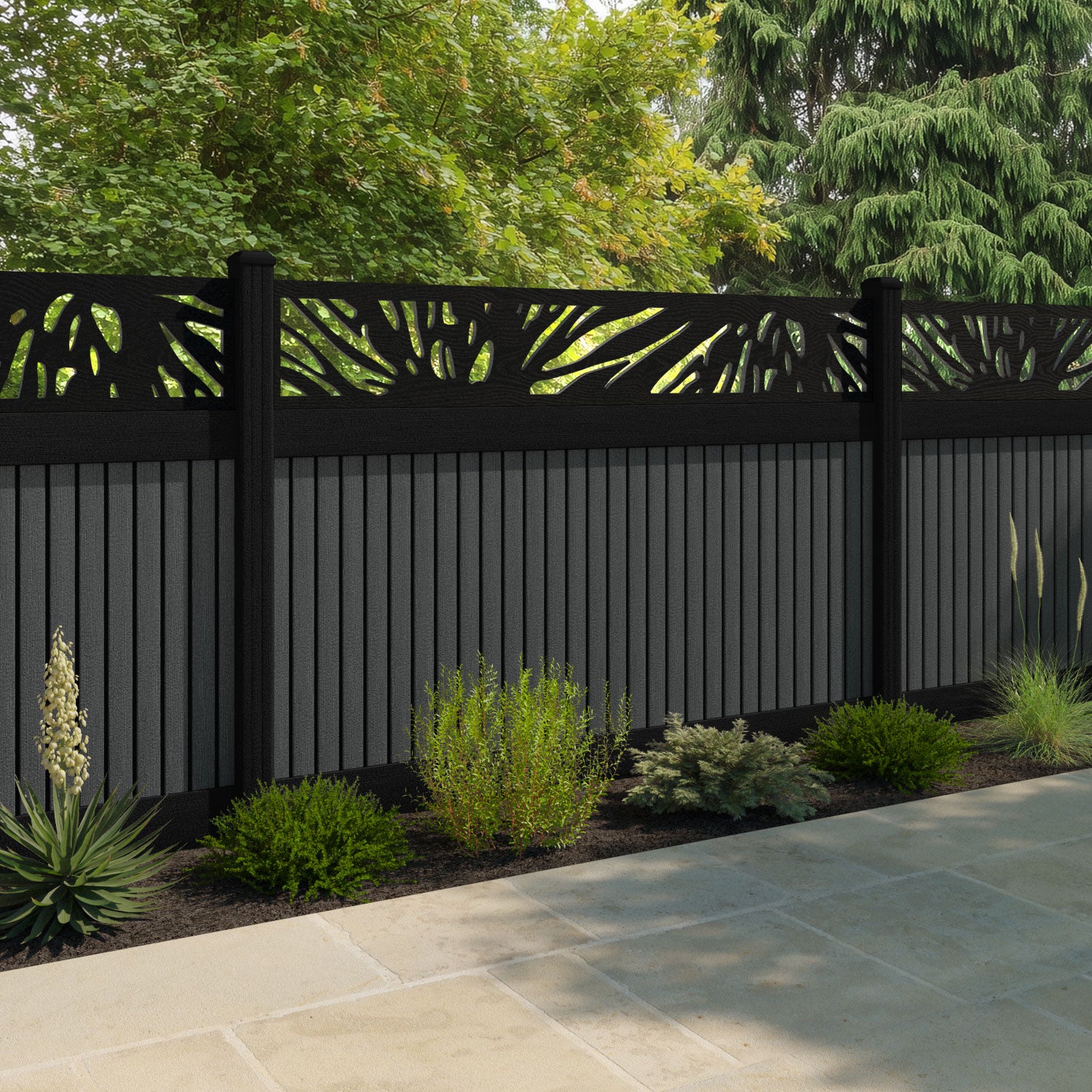 Virtis Poppy Fence Panel - Dark Grey - with our composite posts