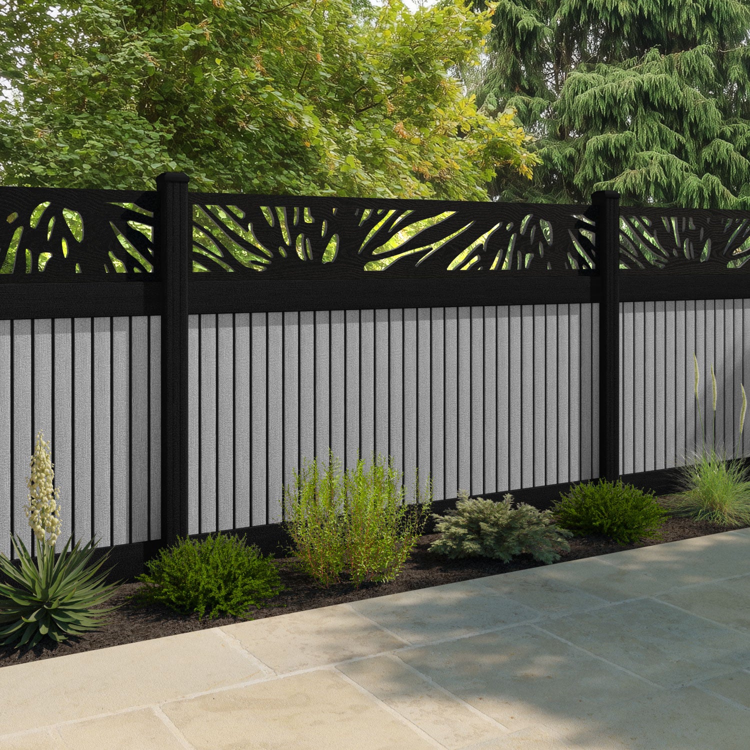 Virtis Poppy Fence Panel - Light Grey - with our composite posts