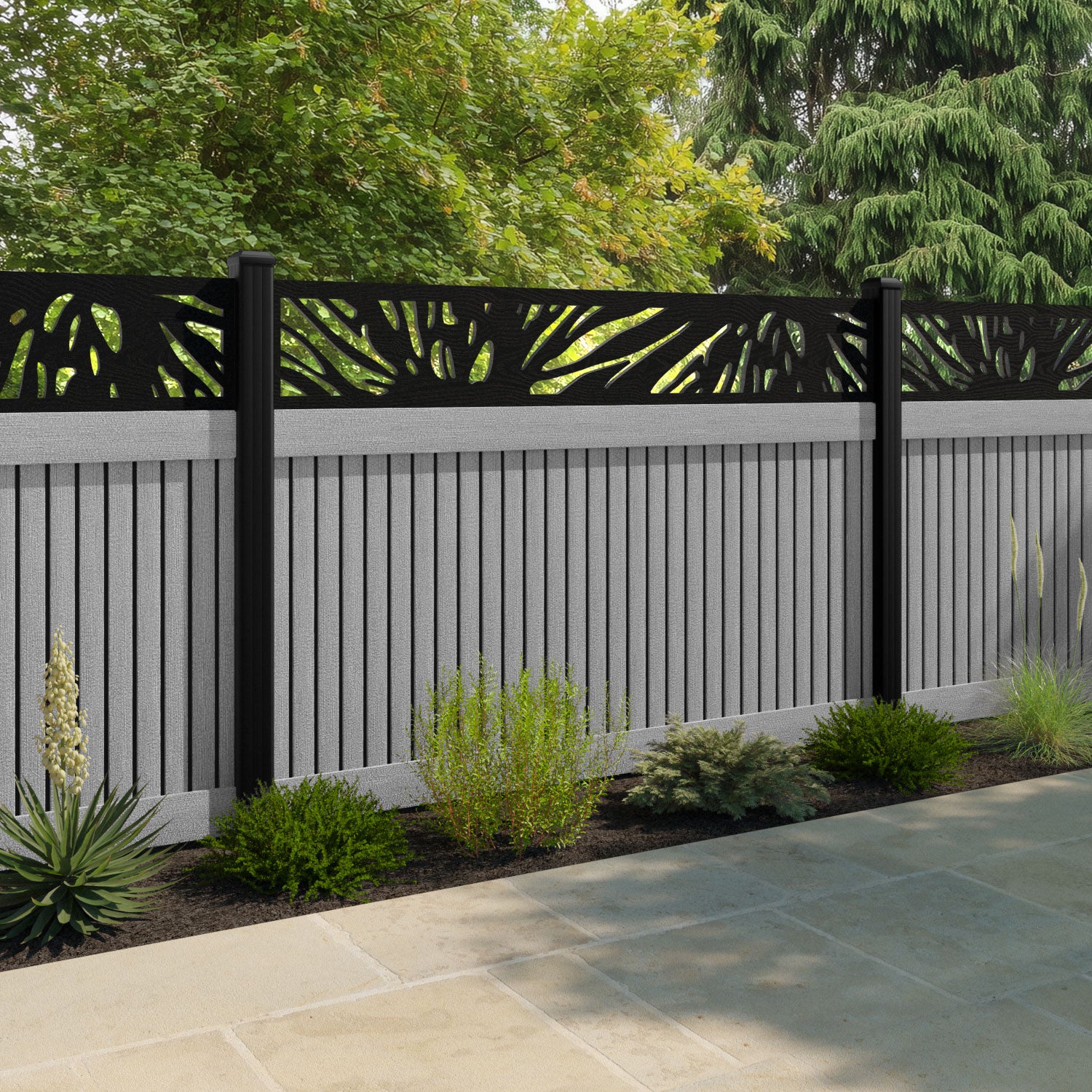 Virtis Poppy Fence Panel - Light Grey - with our composite posts