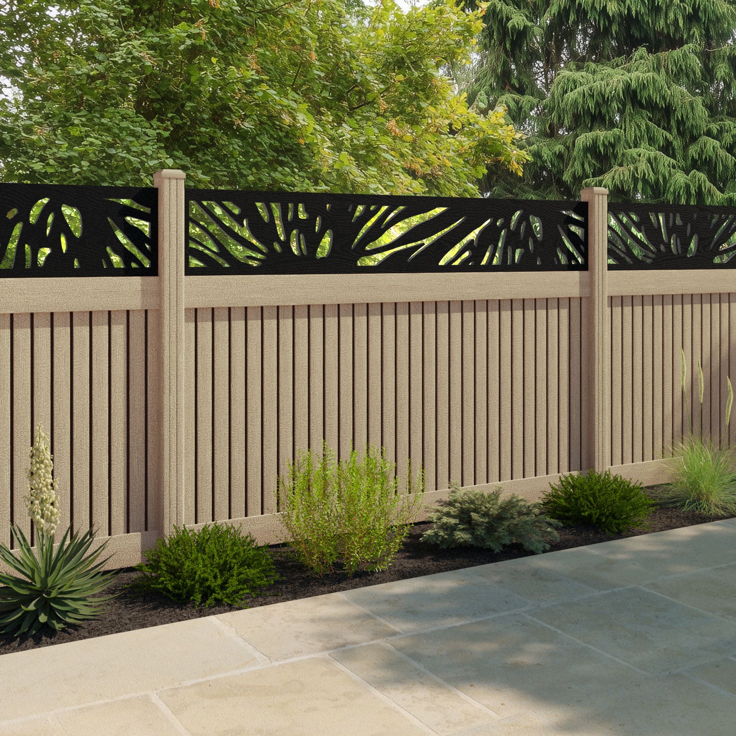 Virtis Poppy Fence Panel - Light Oak - with our composite posts