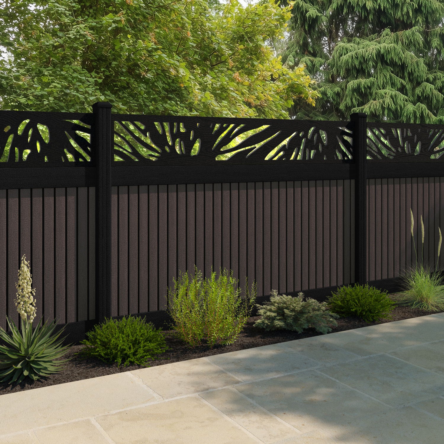 Virtis Poppy Fence Panel - Mid Brown - with our composite posts