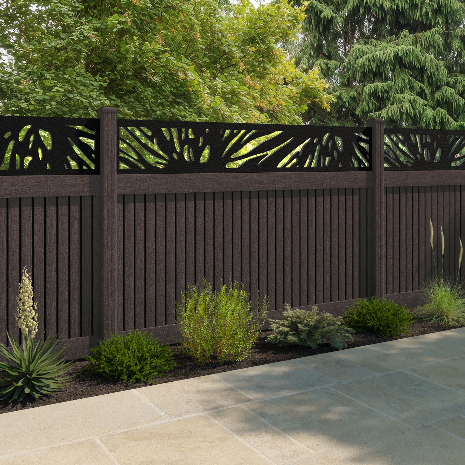 Virtis Poppy Fence Panel - Mid Brown - with our composite posts