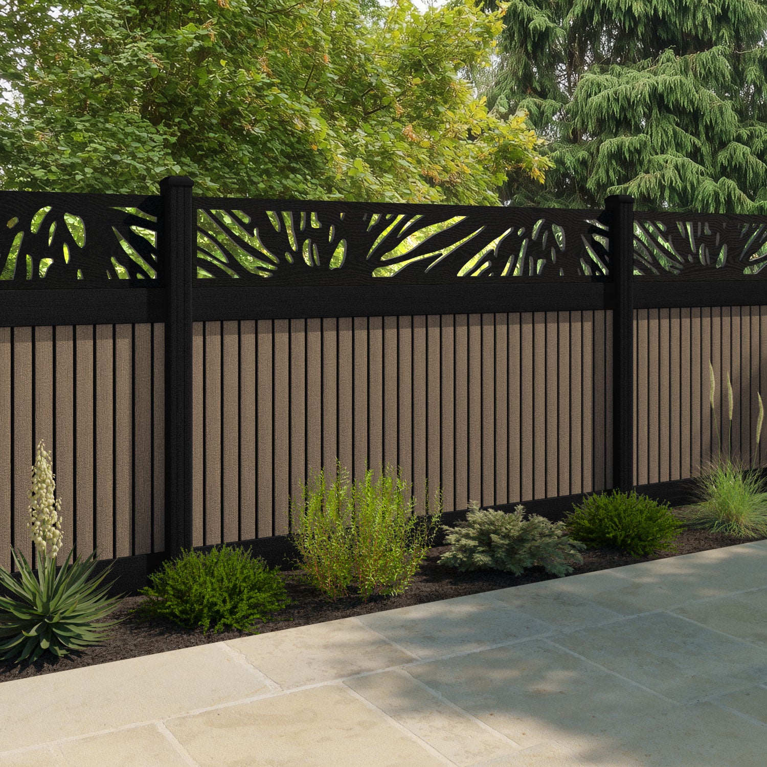 Virtis Poppy Fence Panel - Teak - with our composite posts