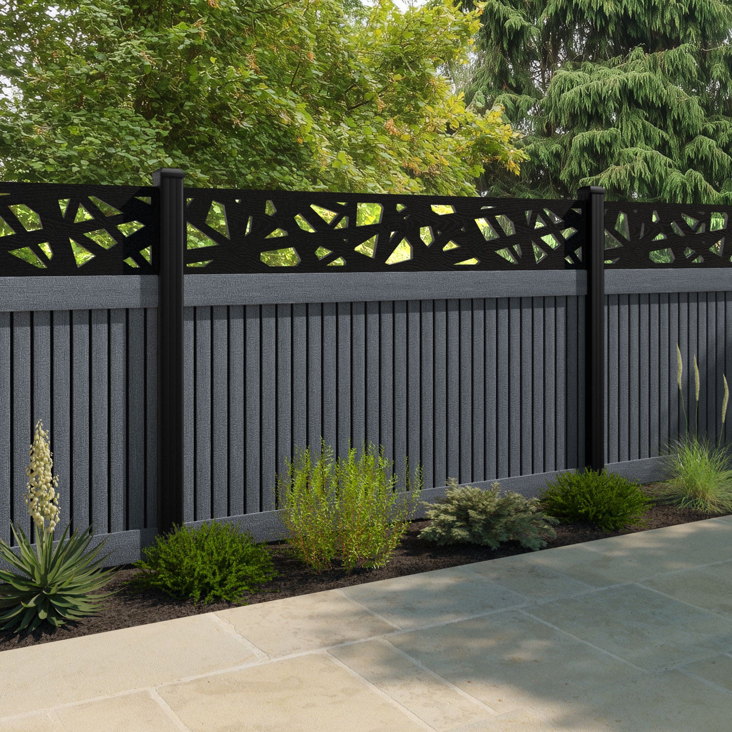 Virtis Prism Fence Panel - Anthracite - with our composite posts