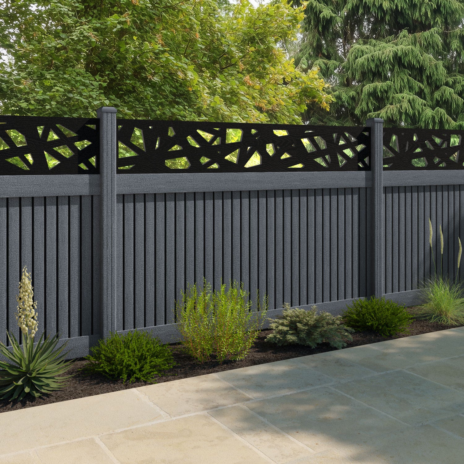 Virtis Prism Fence Panel - Anthracite - with our composite posts