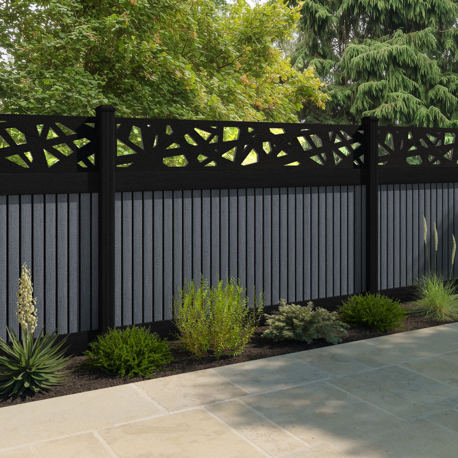 Virtis Prism Fence Panel - Anthracite - with our composite posts