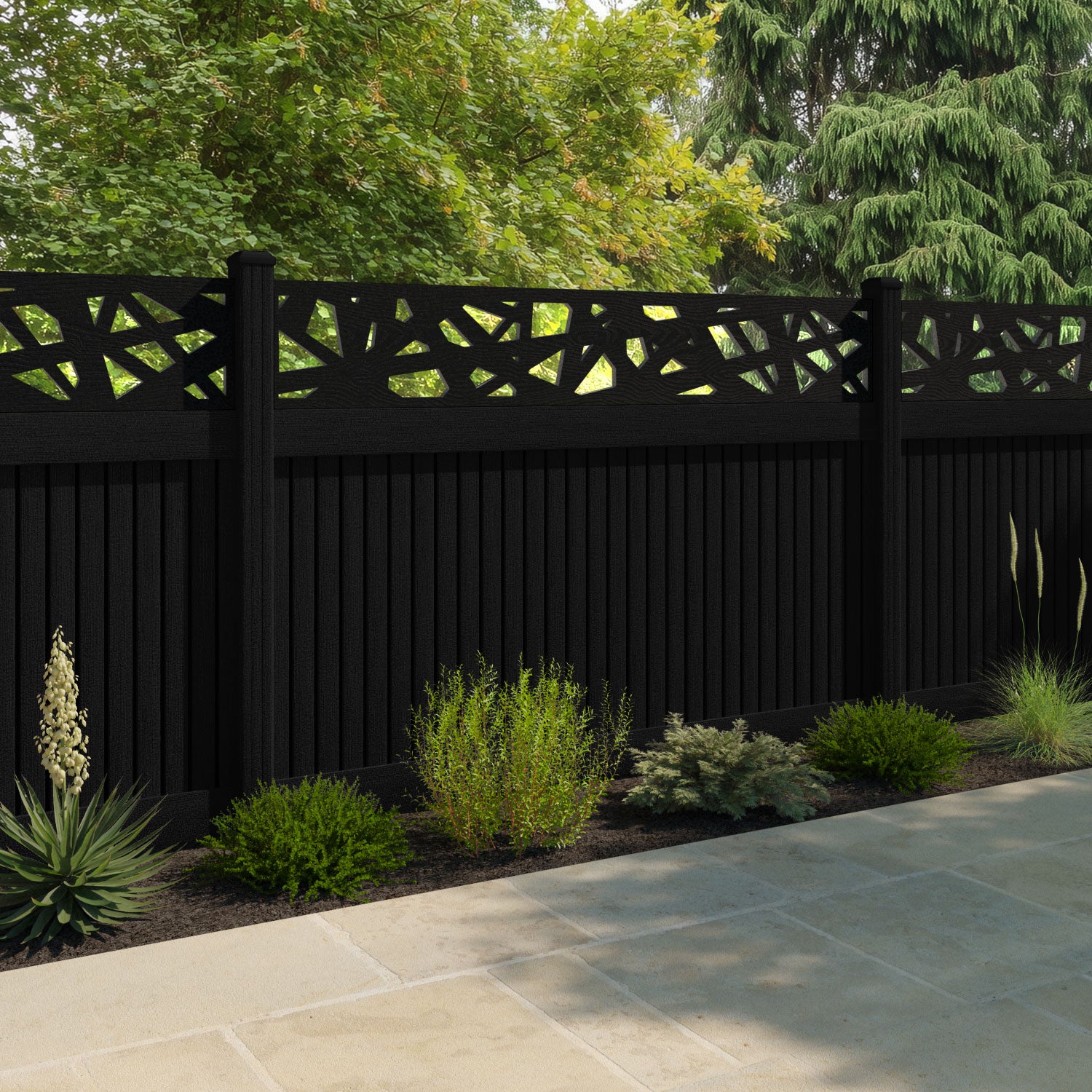 Virtis Prism Fence Panel - Black - with our composite posts
