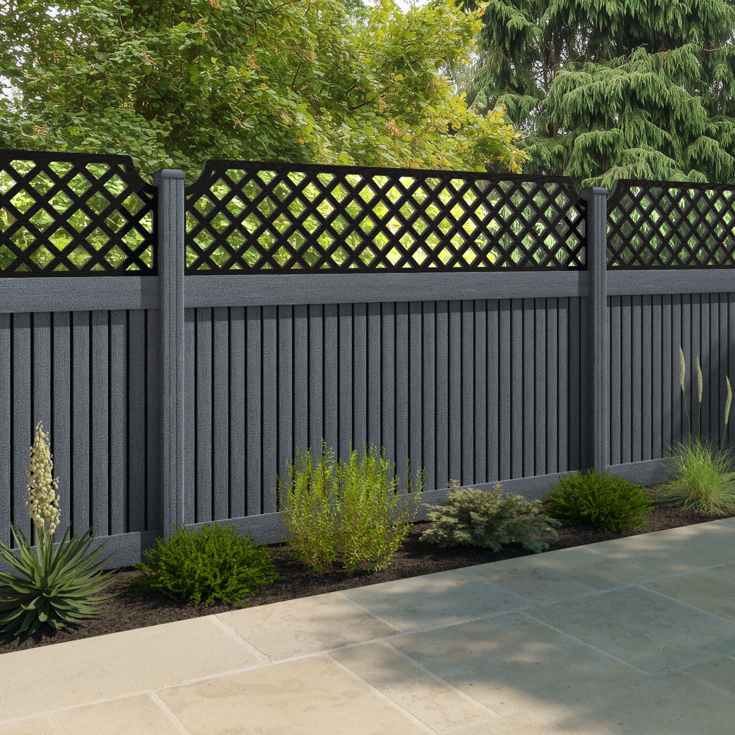 Virtis Regal Hive Fence Panel - Anthracite - with our composite posts