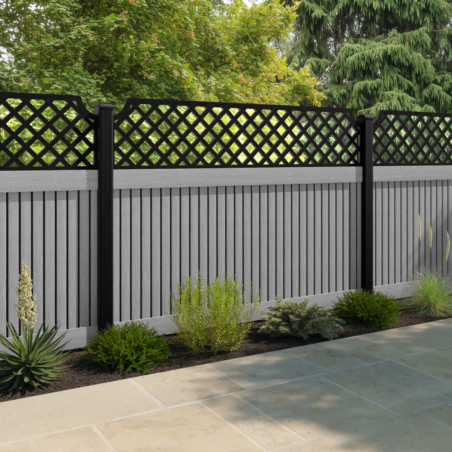 Virtis Regal Hive Fence Panel - Light Grey - with our composite posts