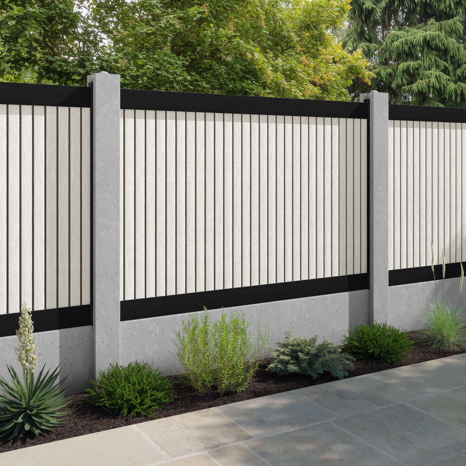 Virtis Fence Panel - Light Stone - for existing concrete posts