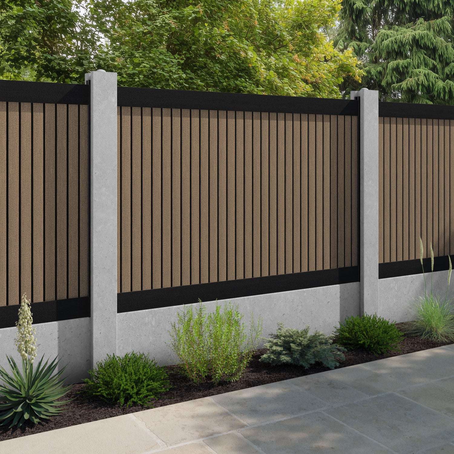 Virtis Fence Panel - Teak - for existing concrete posts