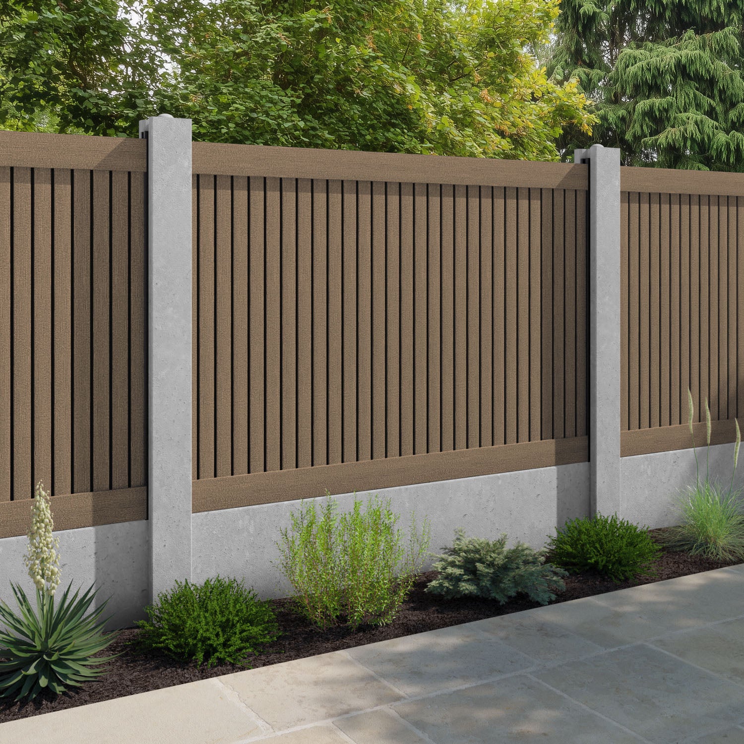 Virtis Fence Panel - Teak - for existing concrete posts