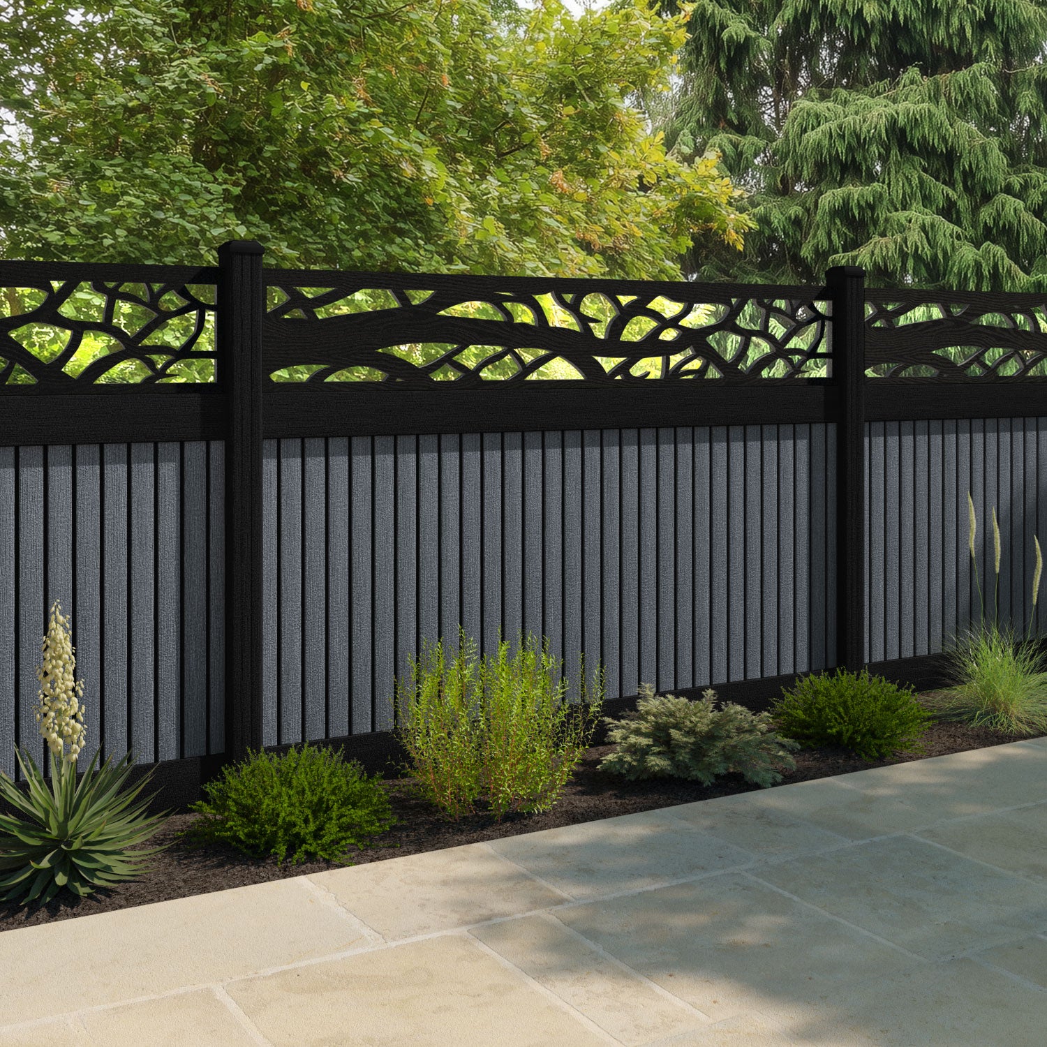 Virtis Twilight Fence Panel - Anthracite - with our composite posts