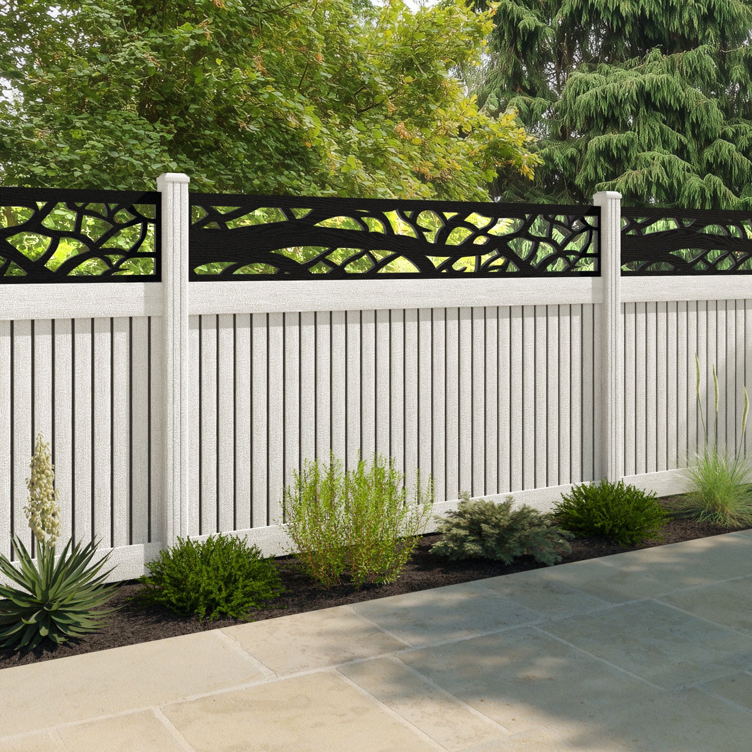 Virtis Twilight Fence Panel - Light Stone - with our composite posts