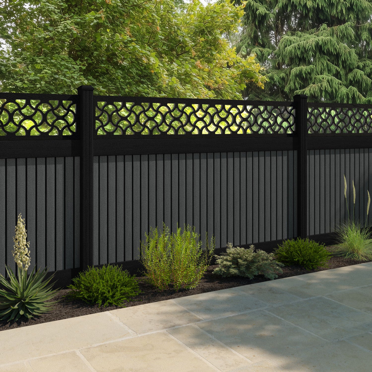Virtis Vida Fence Panel - Dark Grey - with our composite posts