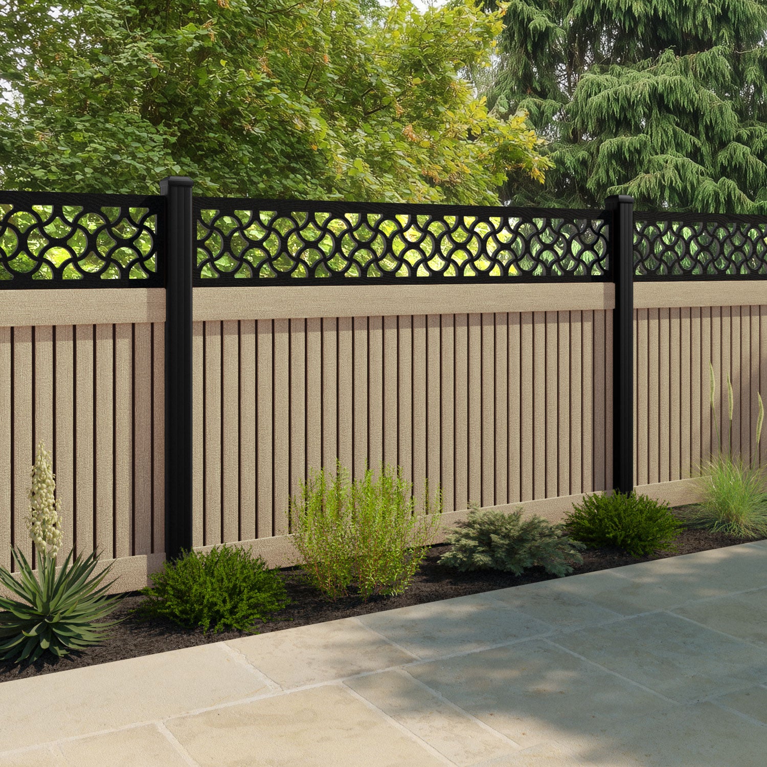 Virtis Vida Fence Panel - Light Oak - with our composite posts