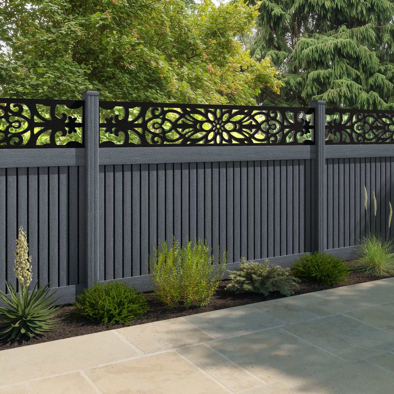 Virtis Windsor Fence Panel - Anthracite - with our composite posts