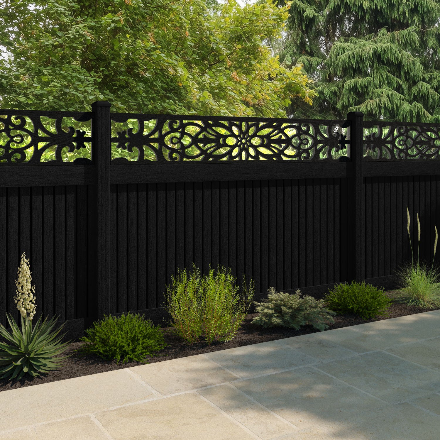 Virtis Windsor Fence Panel - Black - with our composite posts