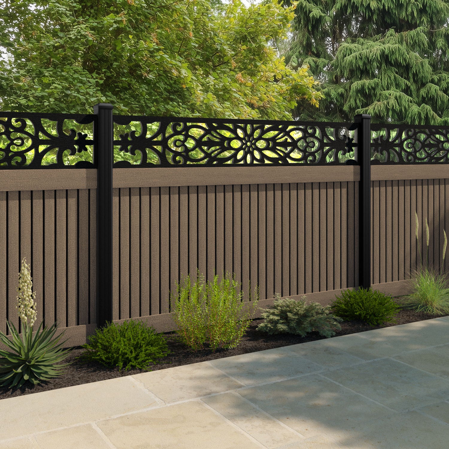 Virtis Windsor Fence Panel - Teak - with our composite posts