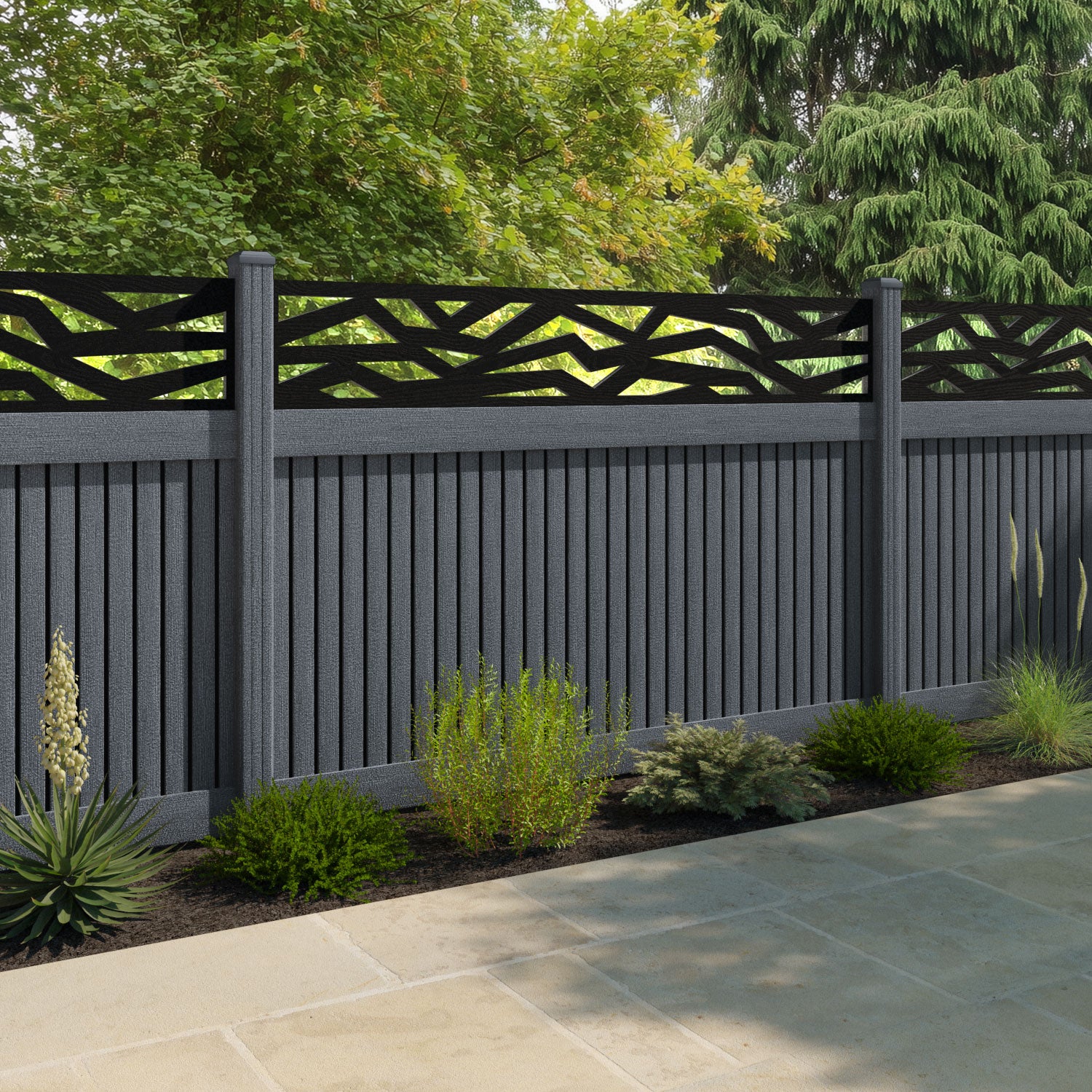 Virtis Zenith Fence Panel - Anthracite - with our composite posts