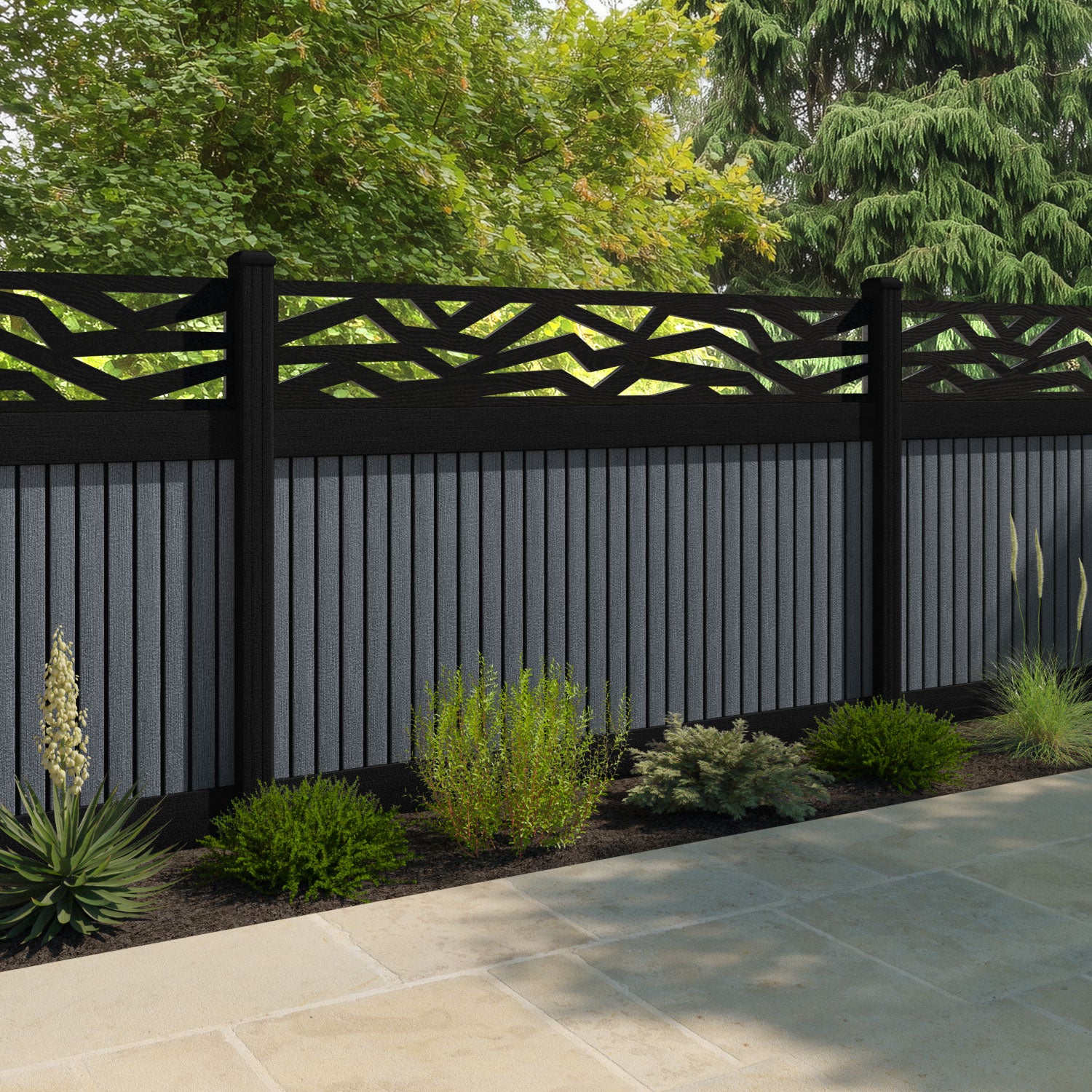 Virtis Zenith Fence Panel - Anthracite - with our composite posts