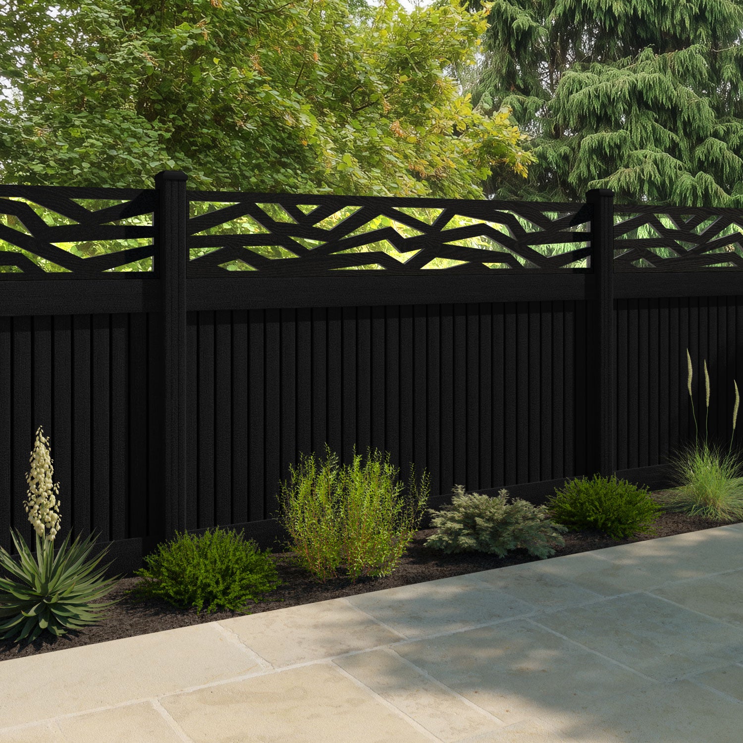 Virtis Zenith Fence Panel - Black - with our composite posts