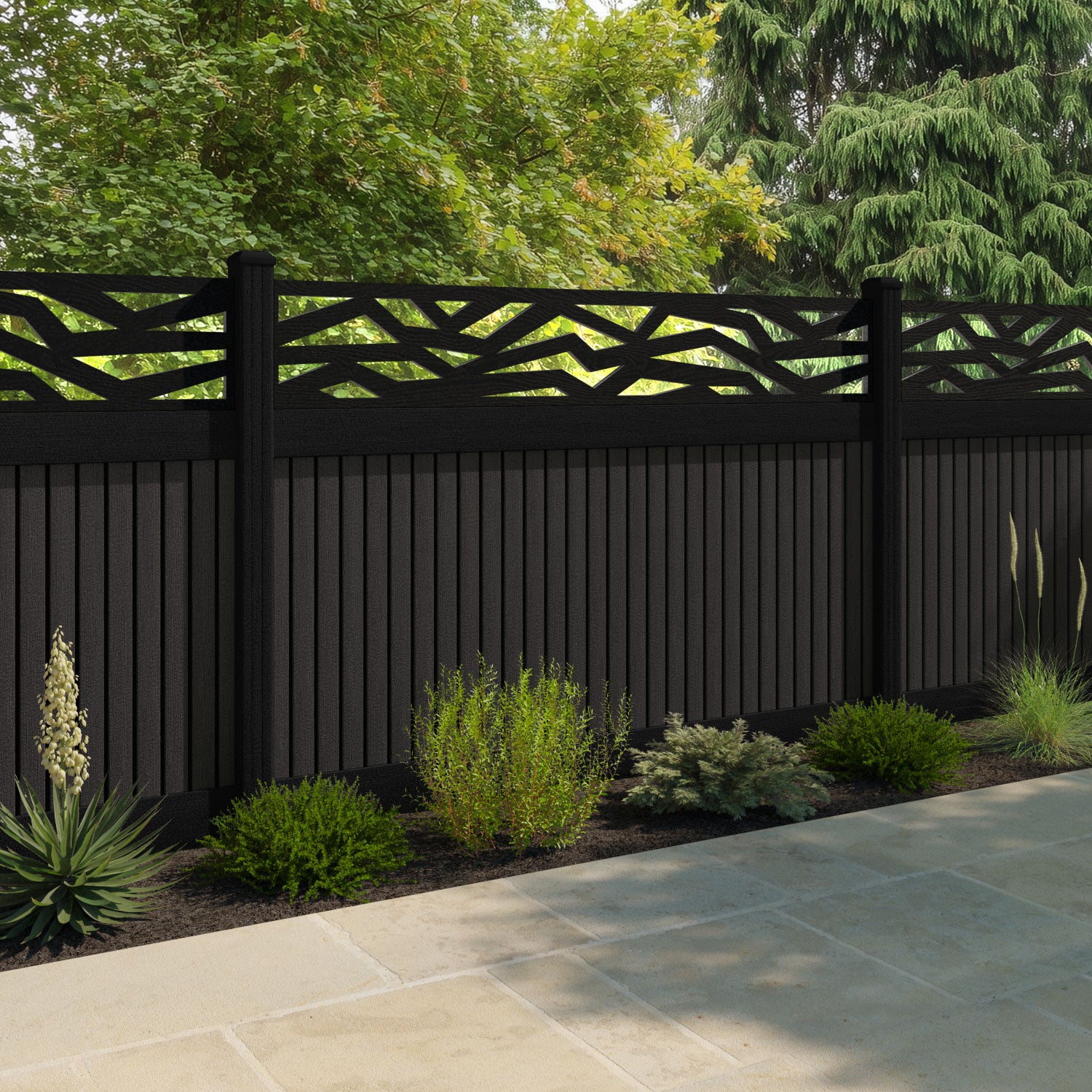 Virtis Zenith Fence Panel - Dark Oak - with our composite posts