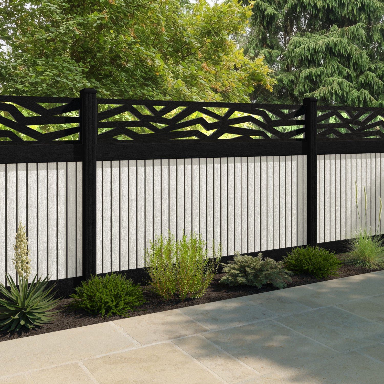 Virtis Zenith Fence Panel - Light Stone - with our composite posts