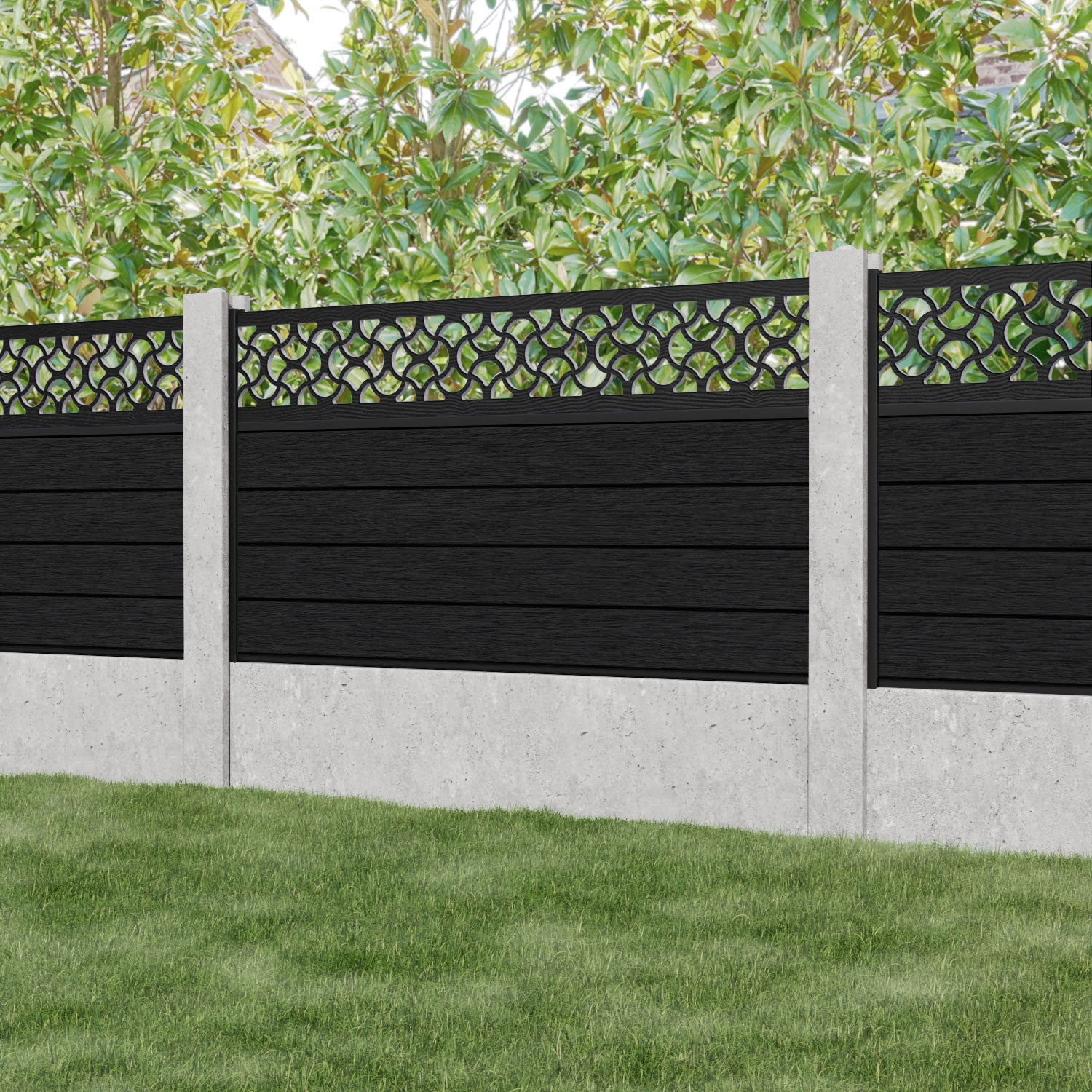 Fusion Vida Fence Panel - Black - for existing concrete posts