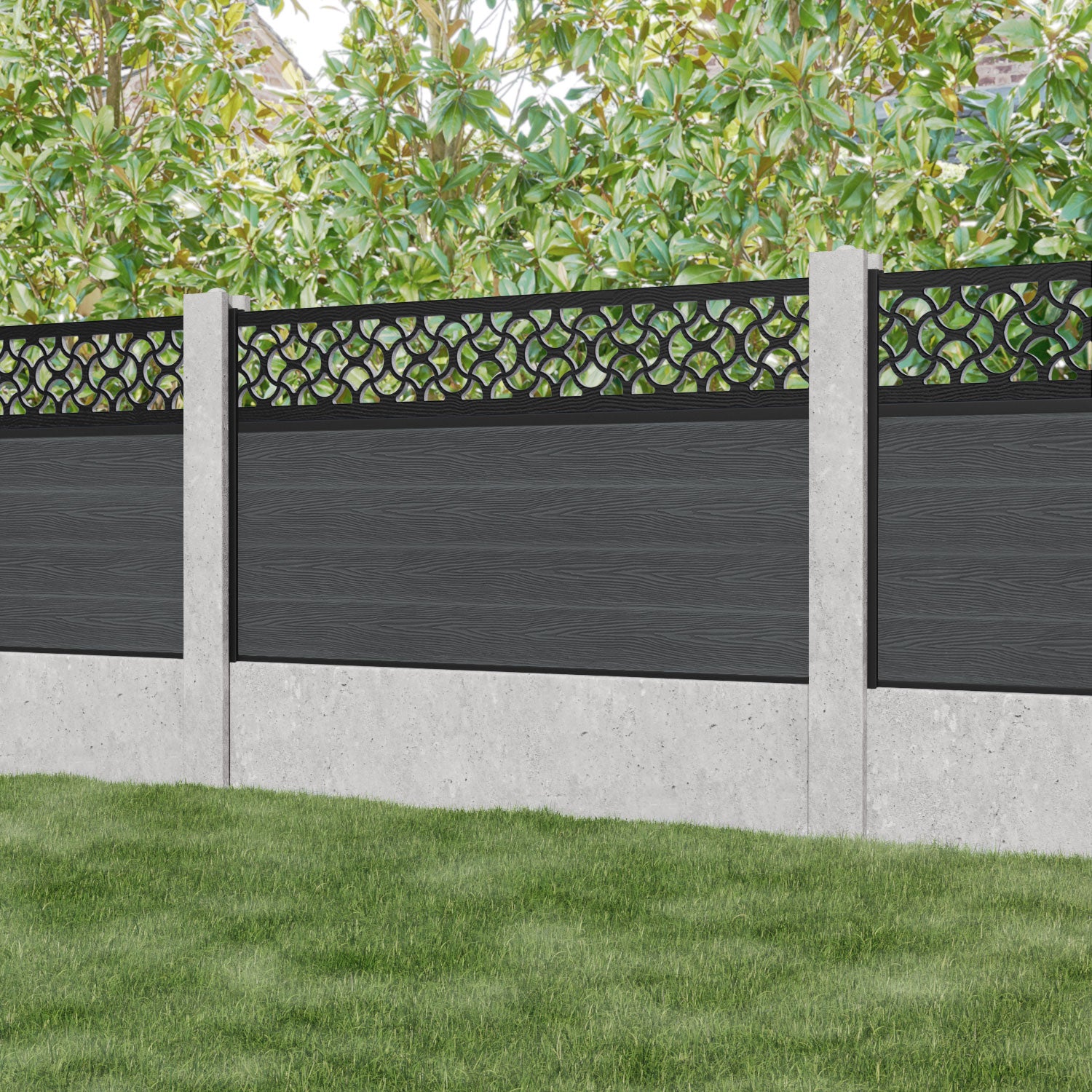 Classic Vida Fence Panel - Dark Grey - for existing concrete posts