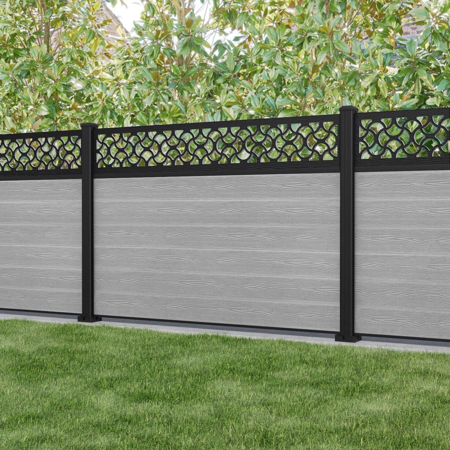 Classic Vida Fence Panel - Light Grey - with our aluminium posts