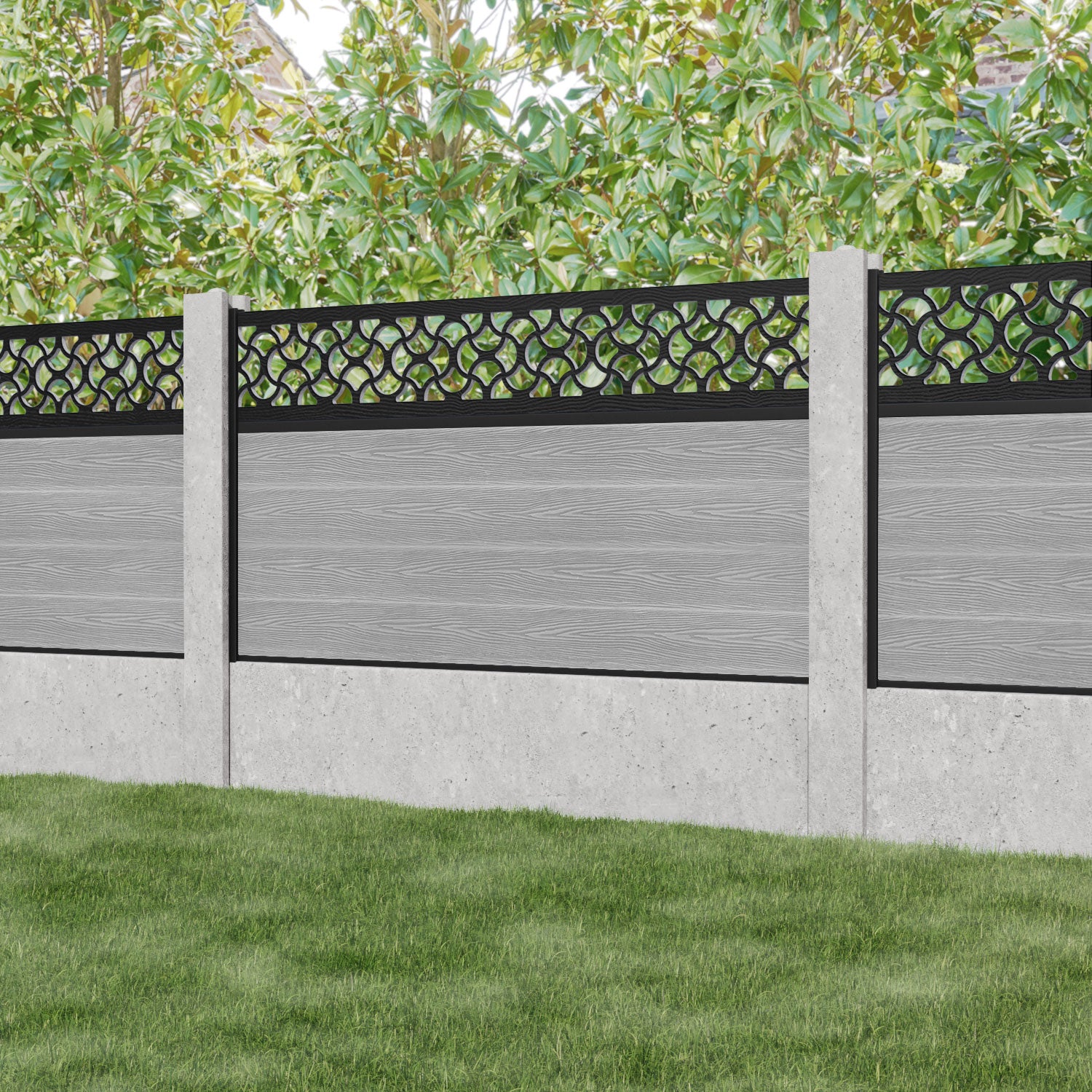 Classic Vida Fence Panel - Light Grey - for existing concrete posts