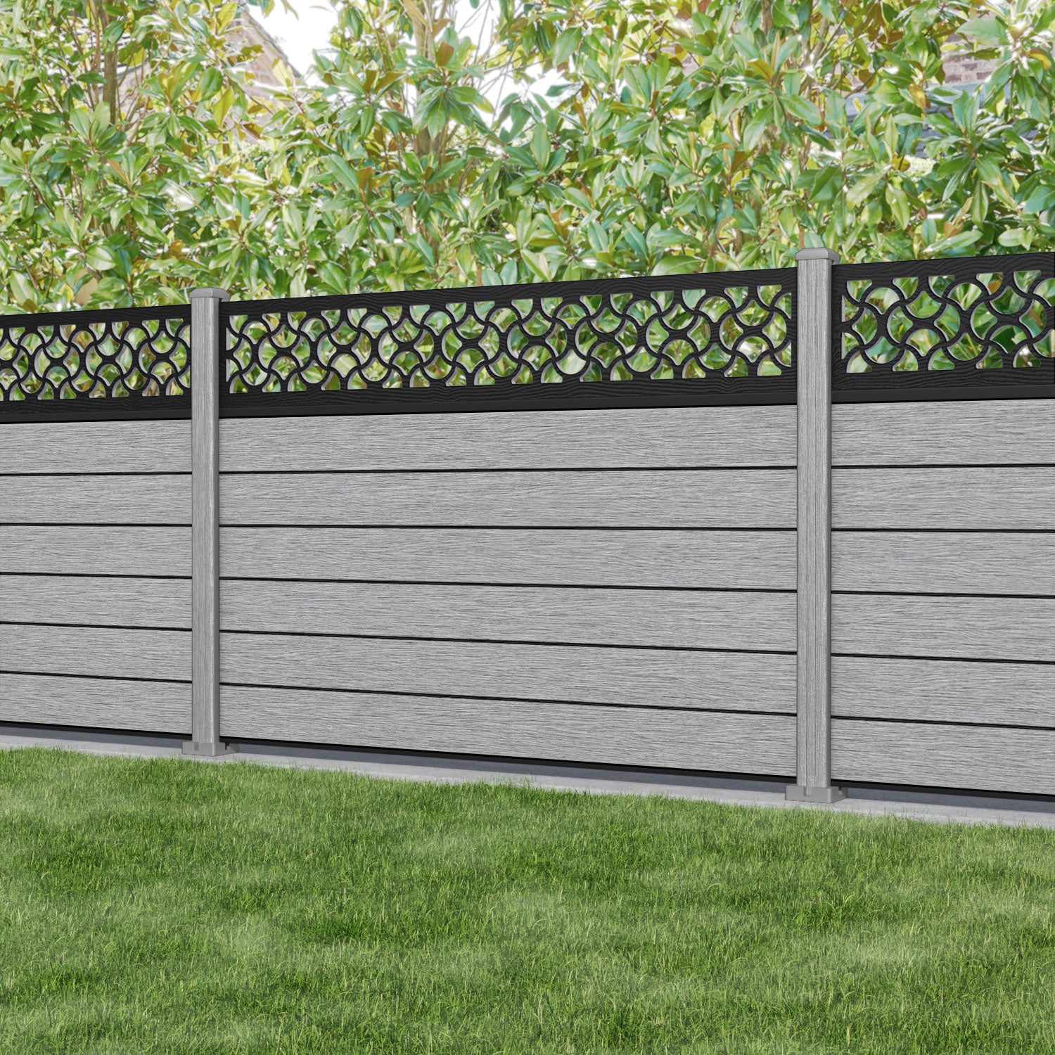 Fusion Vida Fence Panel - Light Grey - with our composite posts