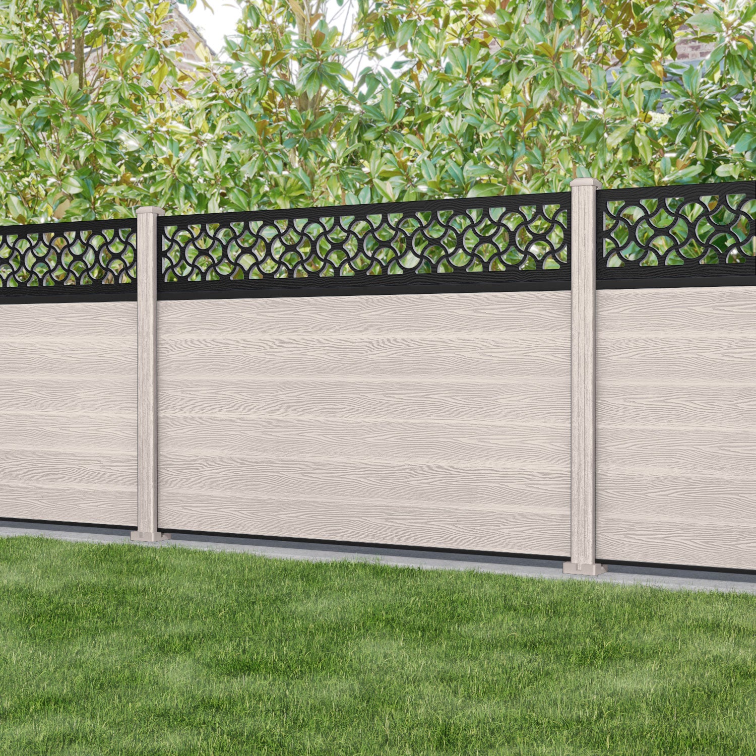 Classic Vida Fence Panel - Mid Stone - with our composite posts