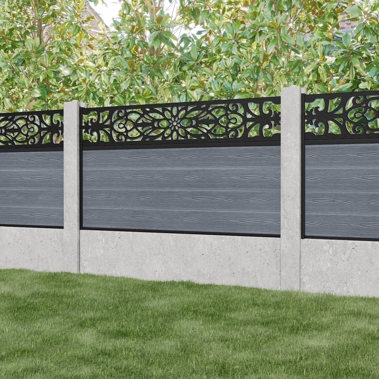 Classic Windsor Fence Panel - Anthracite - for existing concrete posts