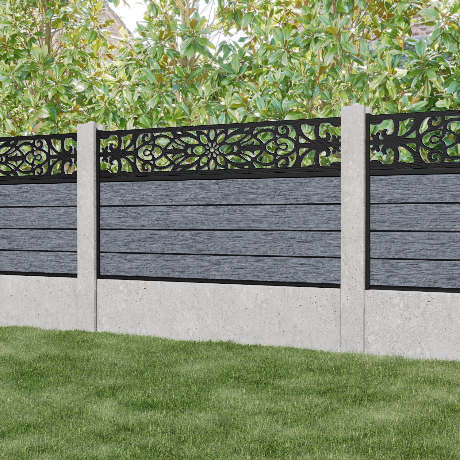 Fusion Windsor Fence Panel - Anthracite - for existing concrete posts
