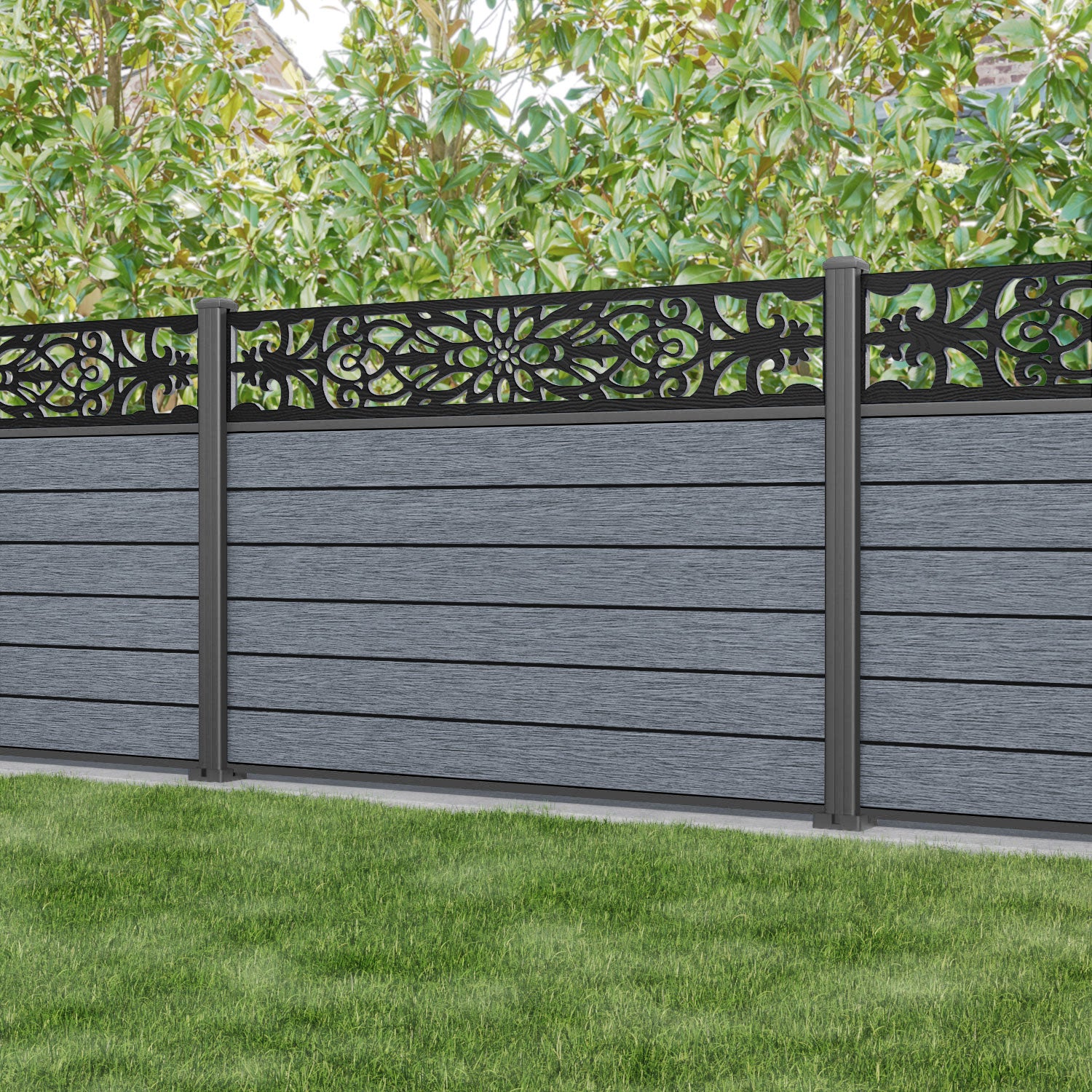 Fusion Windsor Fence Panel - Anthracite - with our aluminium posts