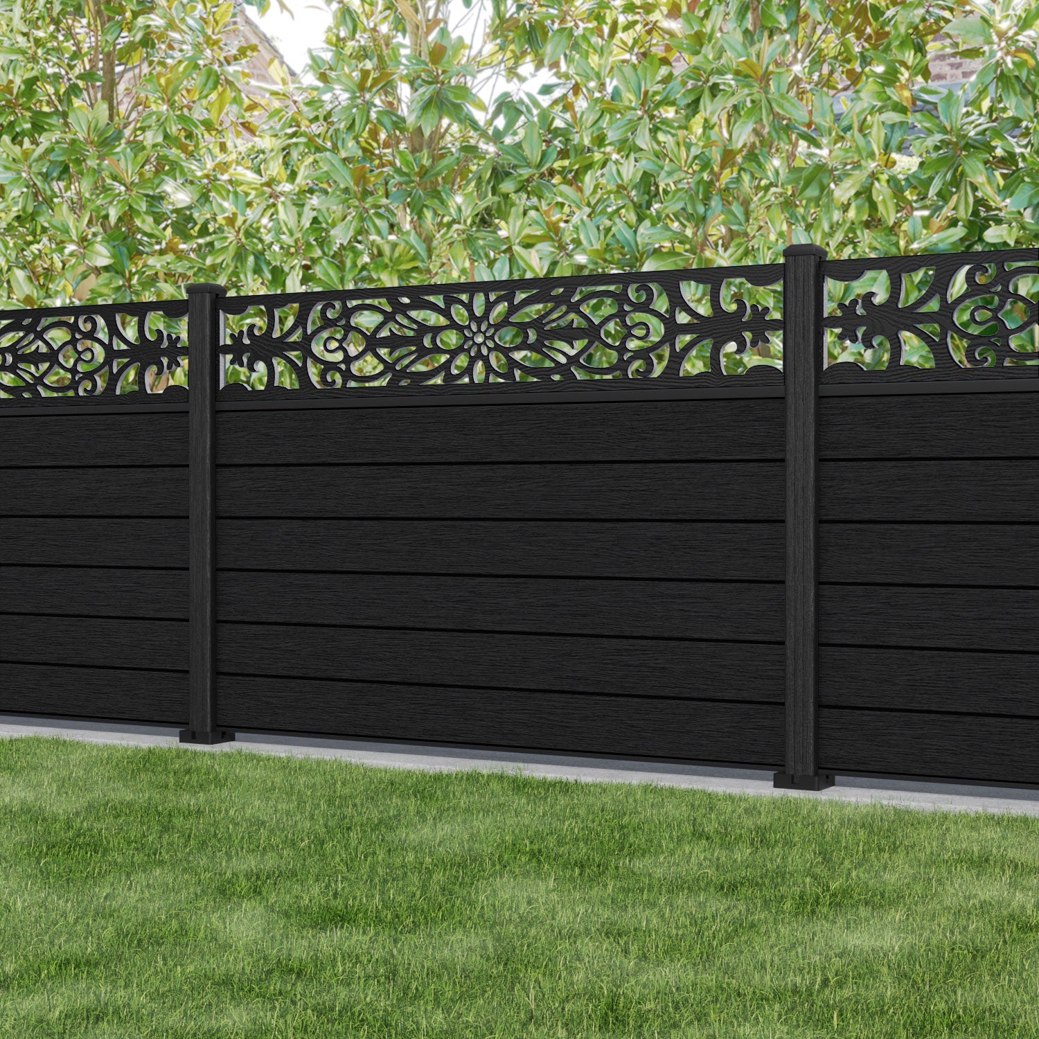 Fusion Windsor Fence Panel - Black - with our composite posts