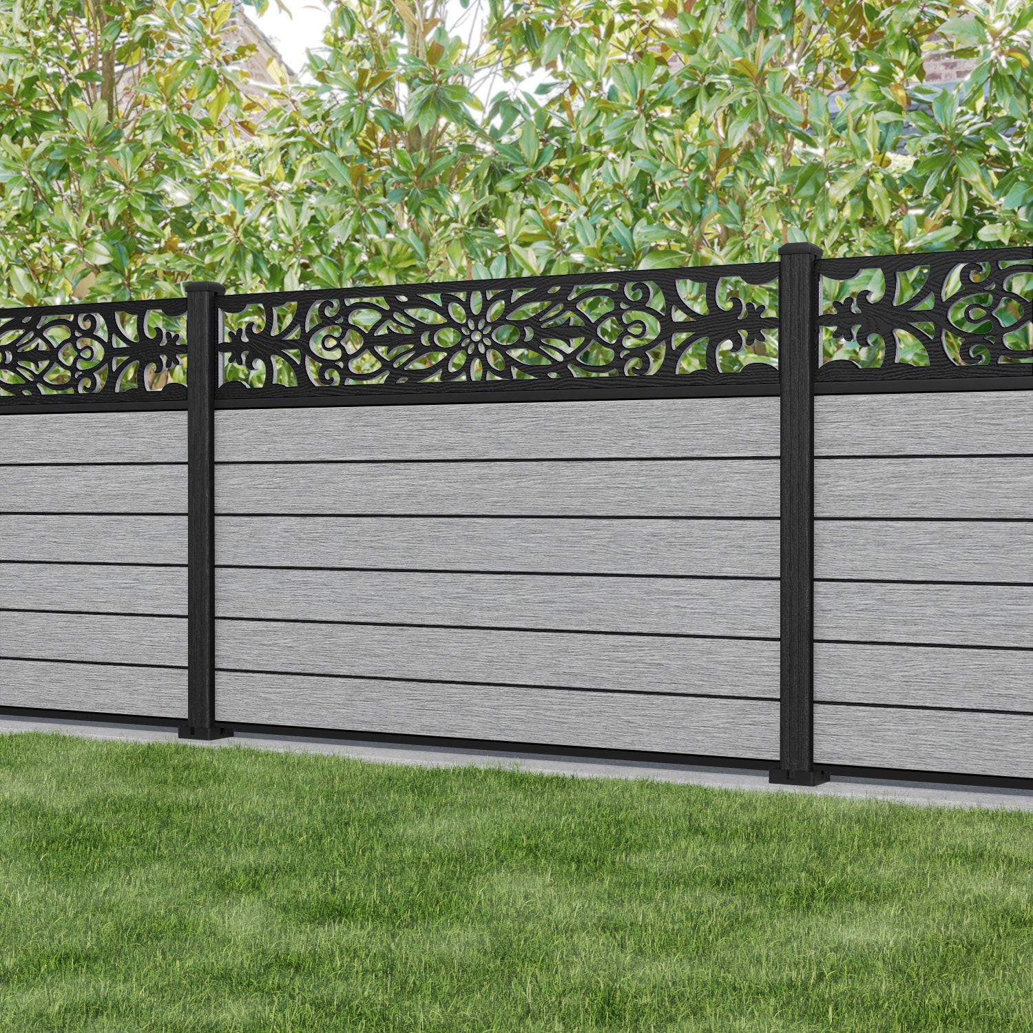 Fusion Windsor Fence Panel - Light Grey - with our composite posts