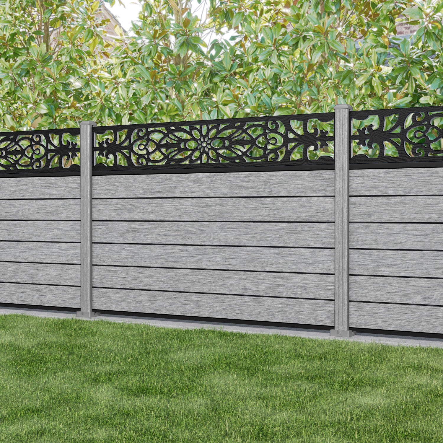Fusion Windsor Fence Panel - Light Grey - with our composite posts
