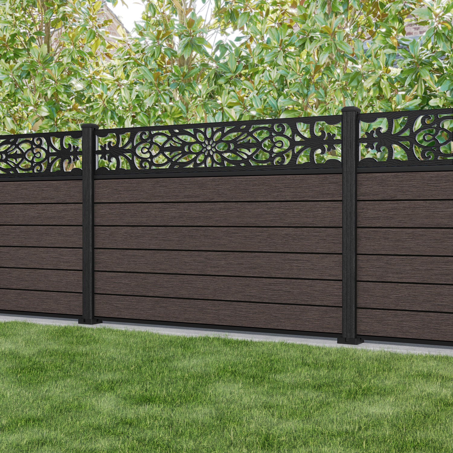Fusion Windsor Fence Panel - Mid Brown - with our composite posts